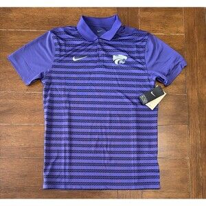 Men’s Nike Size S Kansas State Wildcats Purple Striped Golf Polo NWT Dri Fit